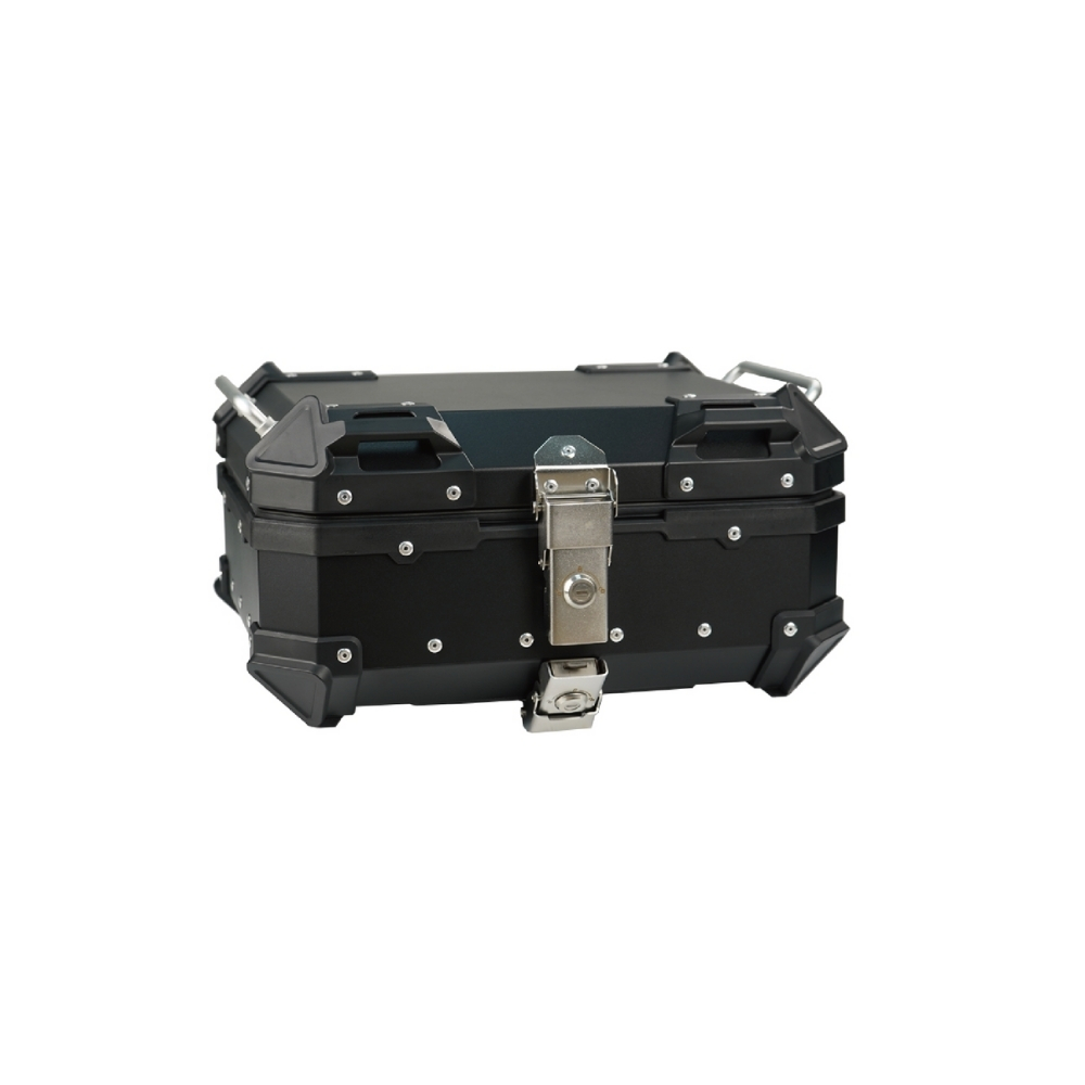 Universal Aluminum Top & Side Case for Dirtbikes (MC03-GZ016-001, Multiple Capacities, Black/Silver)